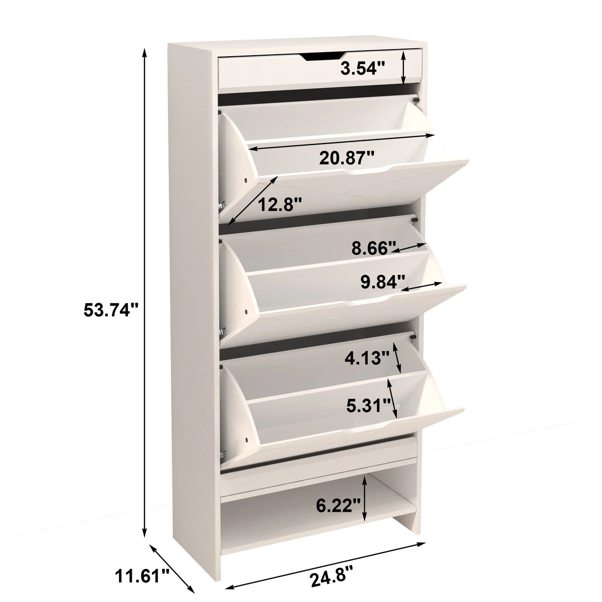 White 3 Flip Drawer Shoe Cabinet S208452