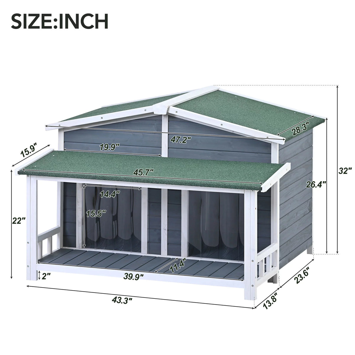 47" Large Wooden Dog House Outdoor Z631458