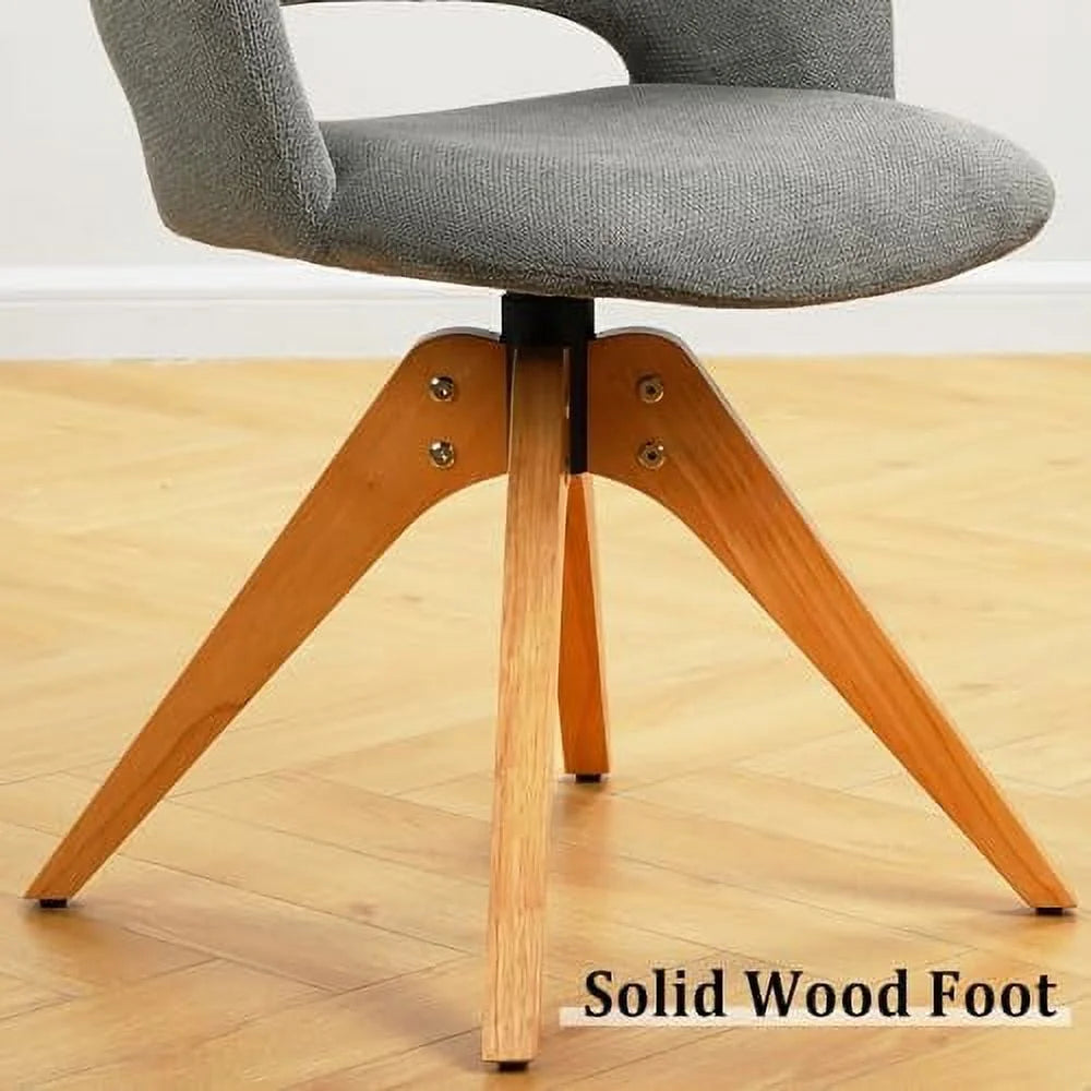 Blue Upholstered Swivel Accent Chair with Solid Wood Legs R196193
