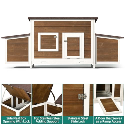 11.5ft² Wooden Chicken Coop with 2 Nesting Boxes U581173