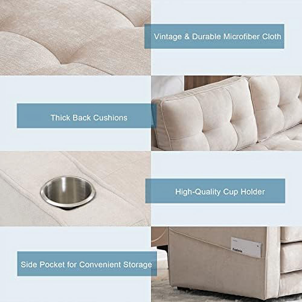 Full Size Futon Sofa Bed Chenille Loveseat Sofa Sleeper Pull Out Couch D7554