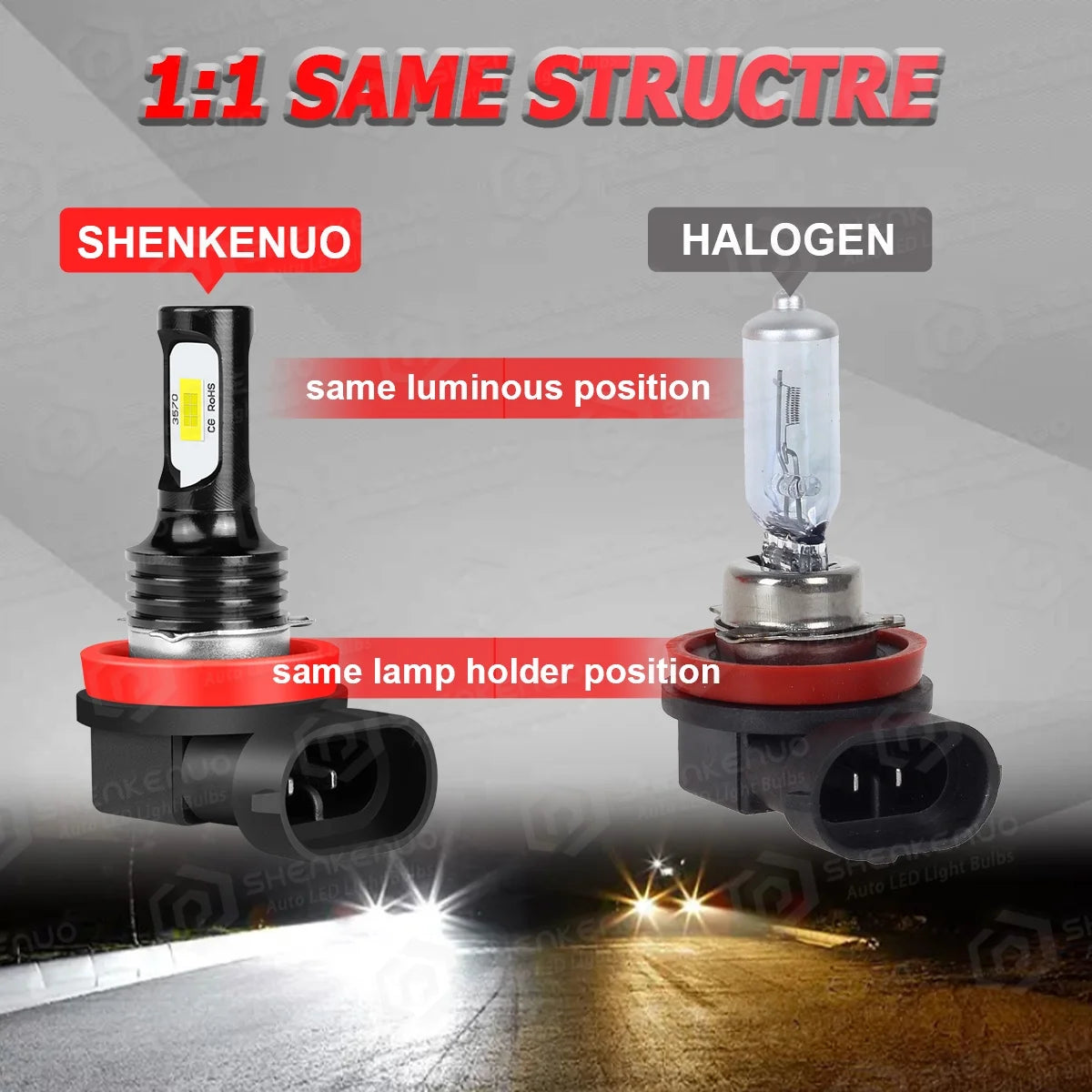 9005 High Beam H11 Low Beam H11 Fog Light Bulbs 6pcs K360