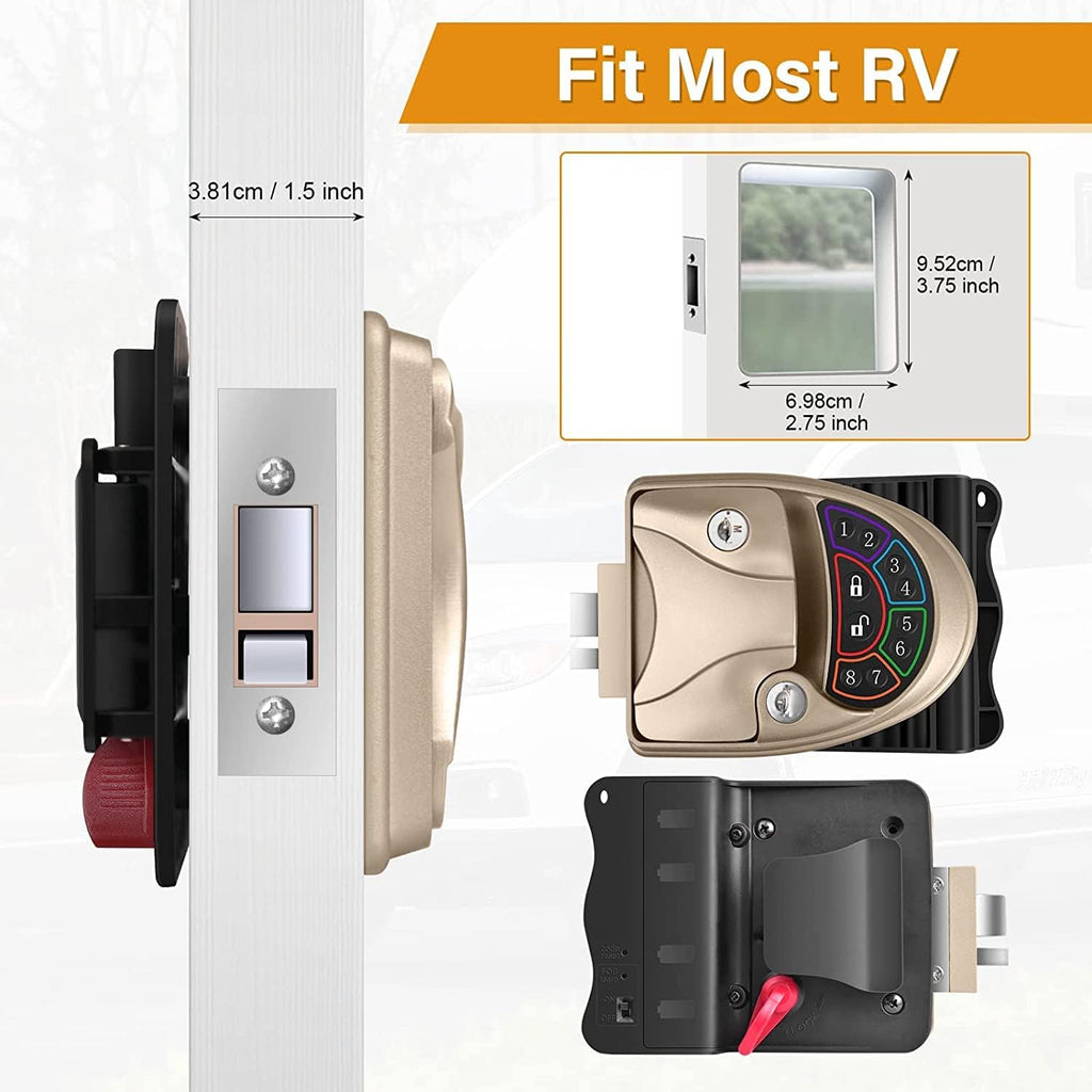 Waterproof RV Door Lock with Backlit Keypad J3766