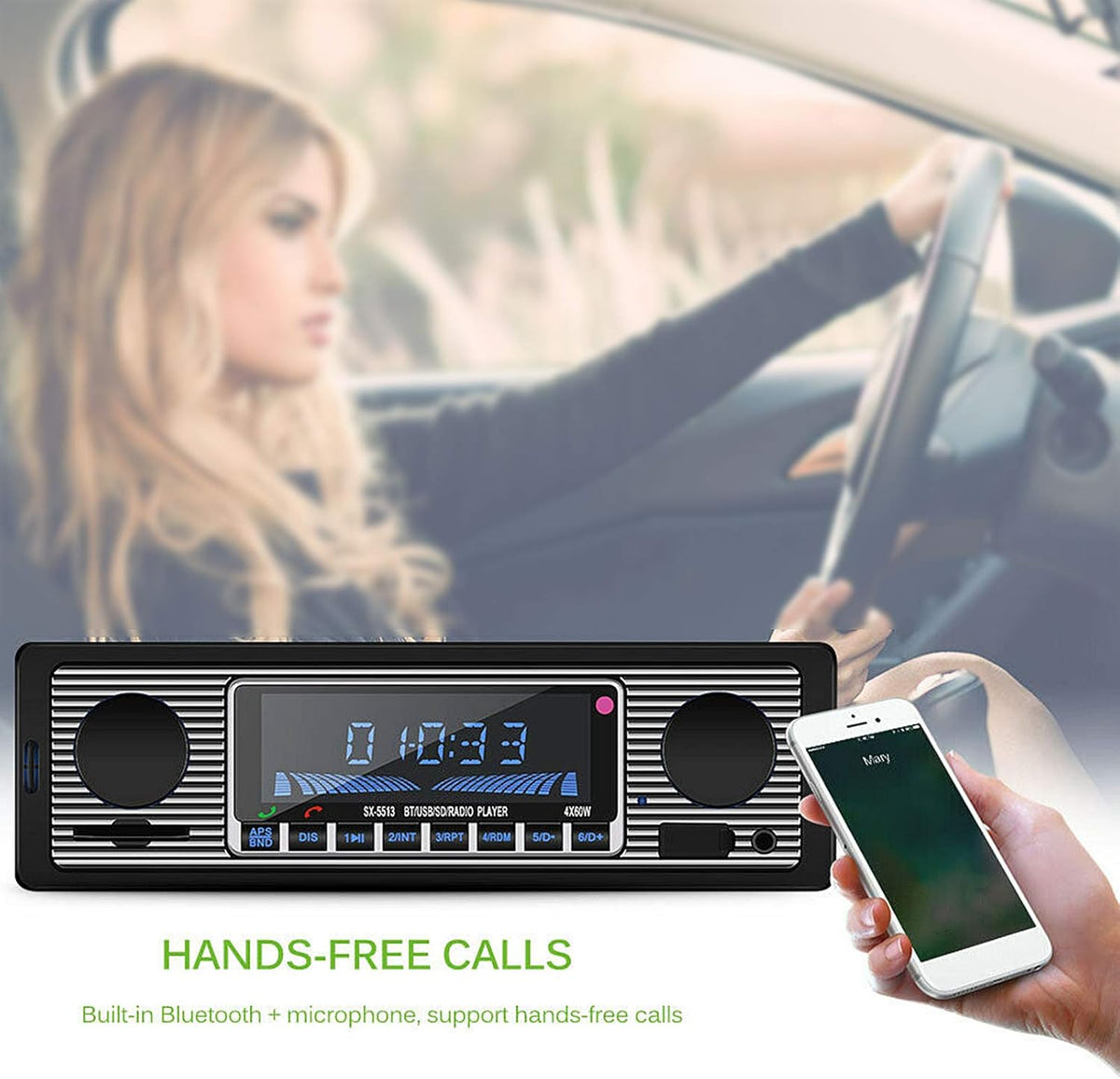 Car Music Player Bluetooth Classic Compact Size Auto Radio J5178