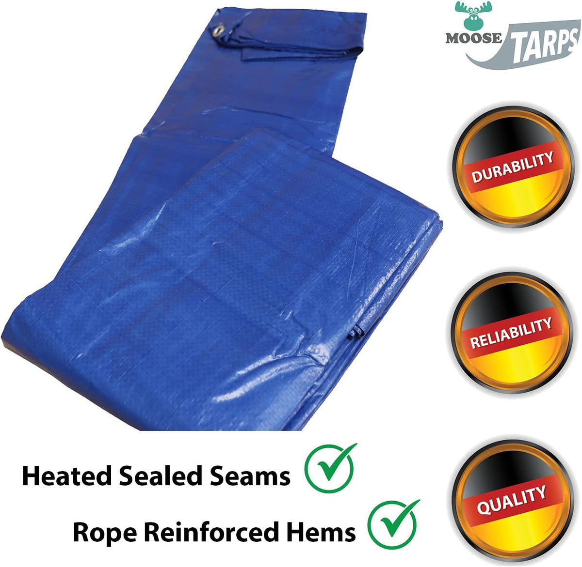 10' x 20' Water Resistant Reversible Blue/Silver Medium Duty Tarp R7424