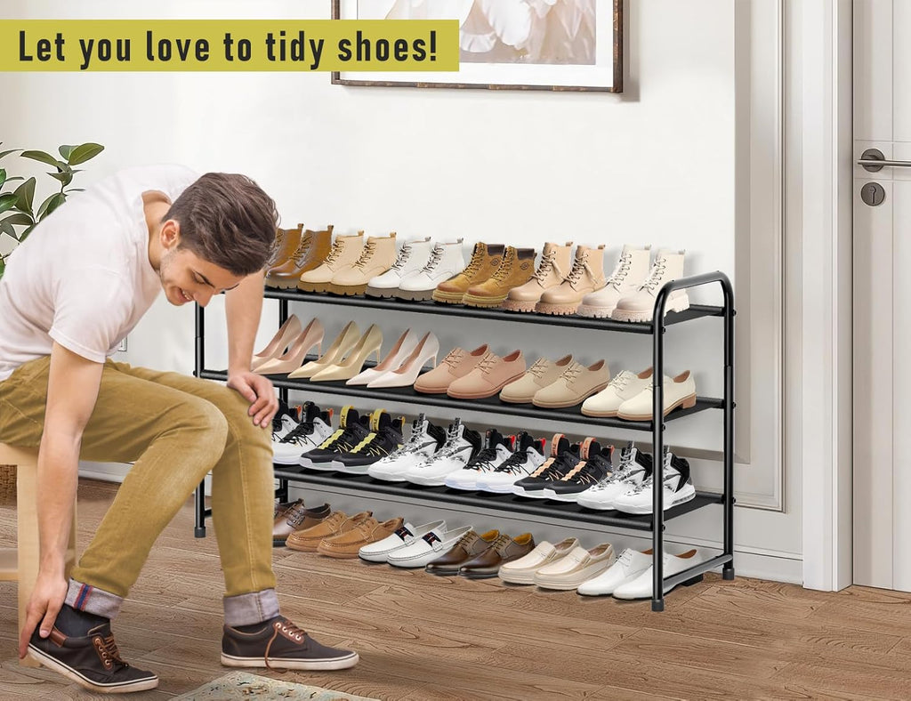 3-Tier Long Shoe Rack and 8-Shelf Hanging Shoe Organizer W967865