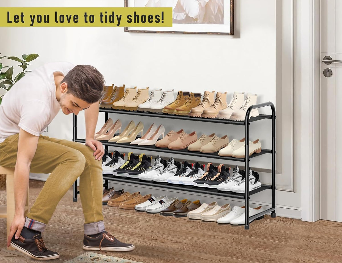 3-Tier Long Shoe Rack and 8-Shelf Hanging Shoe Organizer W967865