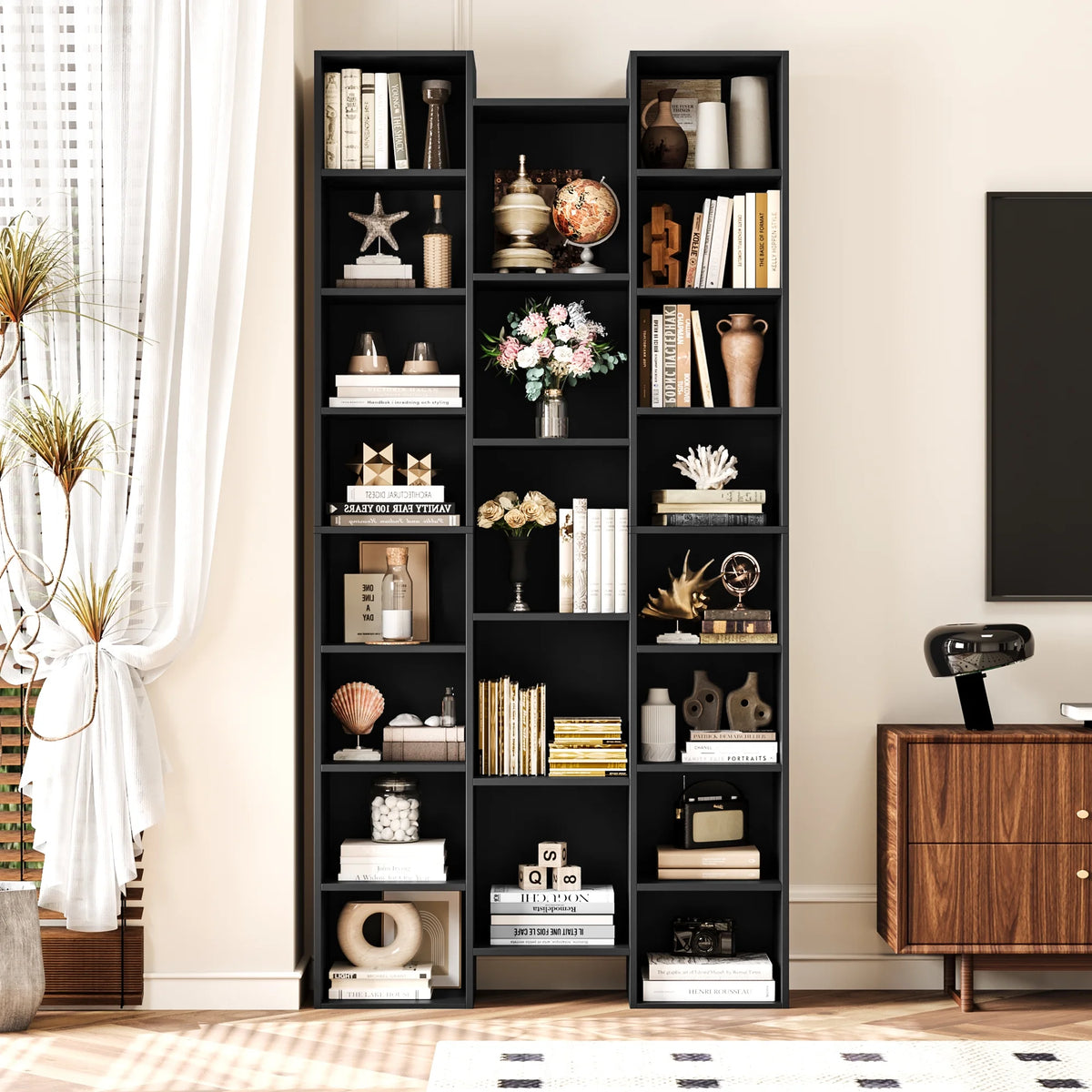 Black 21-Cube Bookcase with Adjustable Shelves R85139