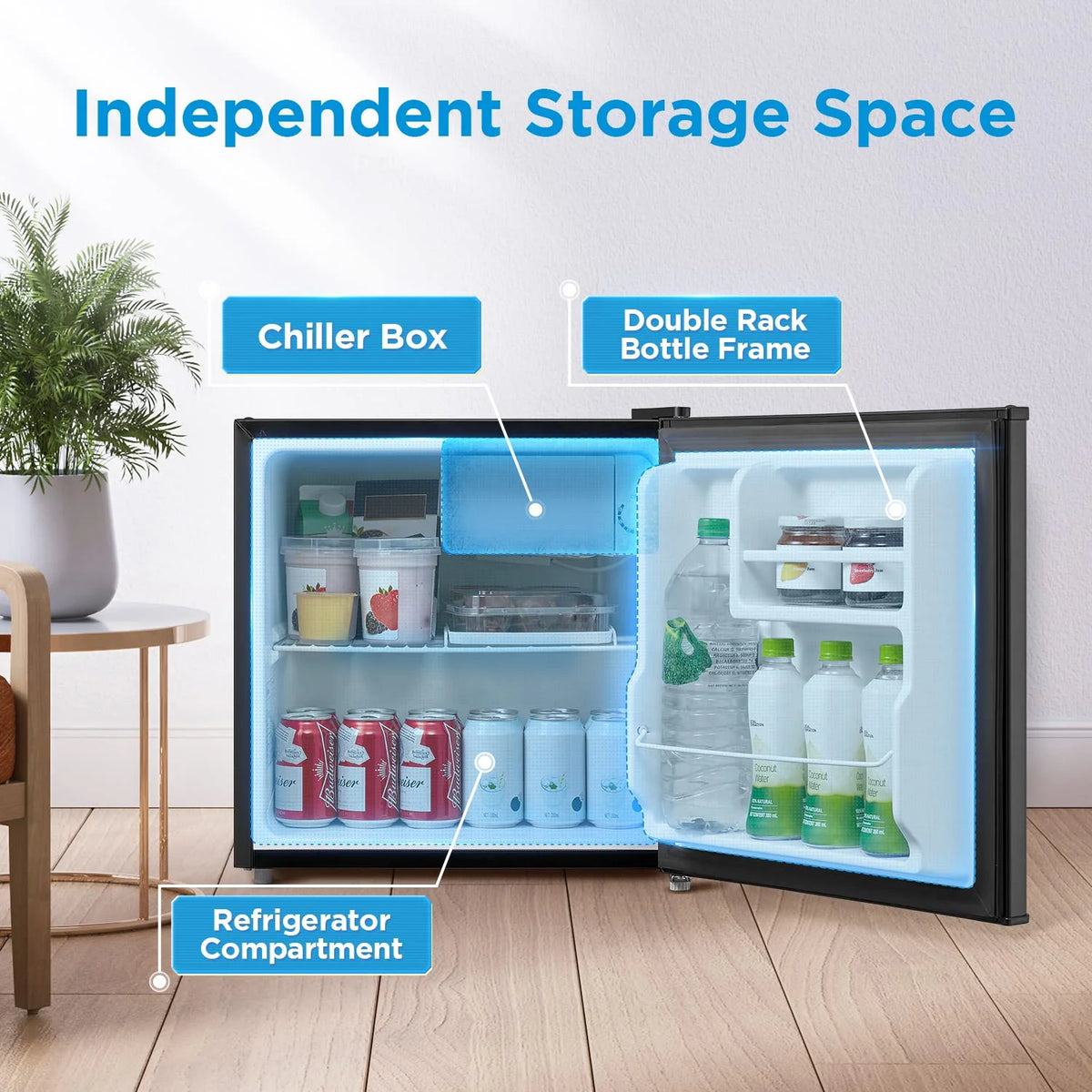 Compact Single Reversible Door Refrigerator, 1.6 Cubic Feet, Black Z445