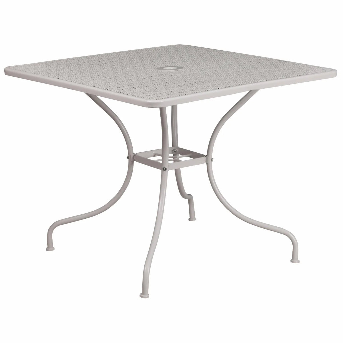 Square Black Steel Patio Table with Umbrella Hole L333493
