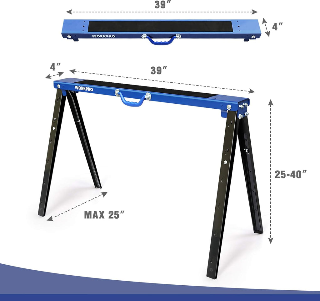 Portable Folding Sawhorse, 1000 lb. Weight Capacity, 2 Pack L34340