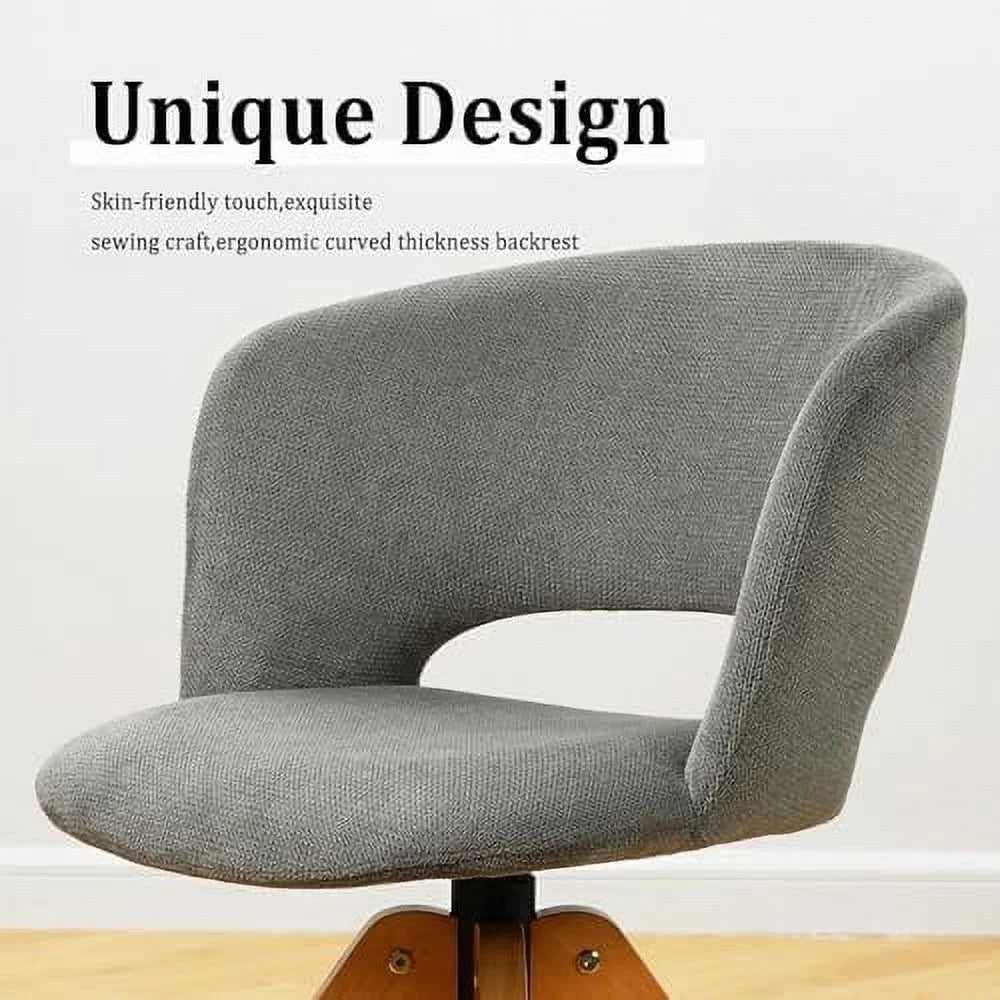 Blue Upholstered Swivel Accent Chair with Solid Wood Legs R196193