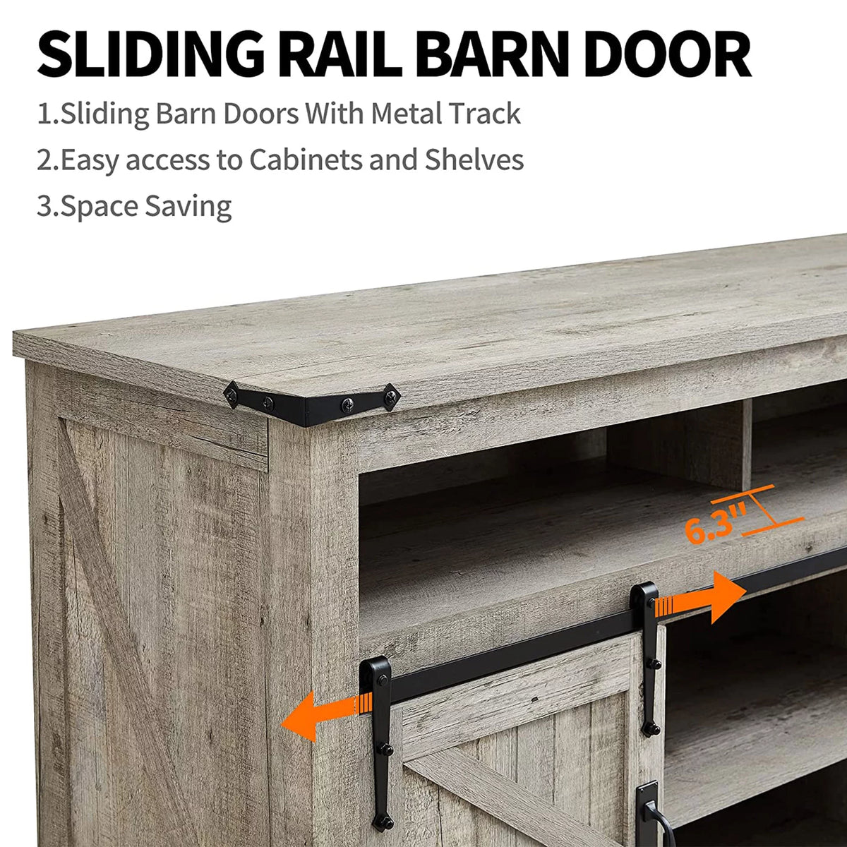 60-Inch Sliding Barn Door Wooden TV Stand V24861