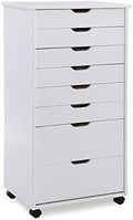 White Wash Eight Drawer Rolling File Cabinet Dresser I671