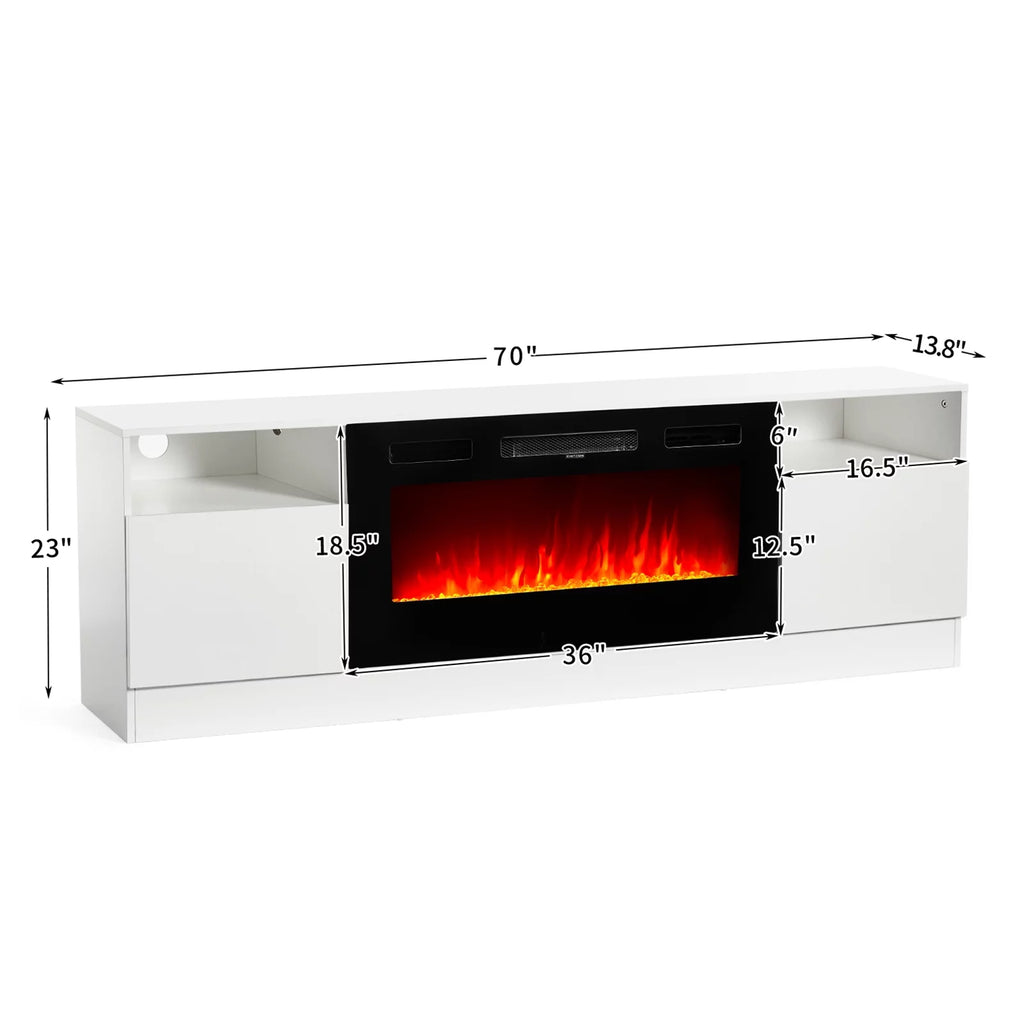 Black TV Stand with 36 Electric Fireplace D258