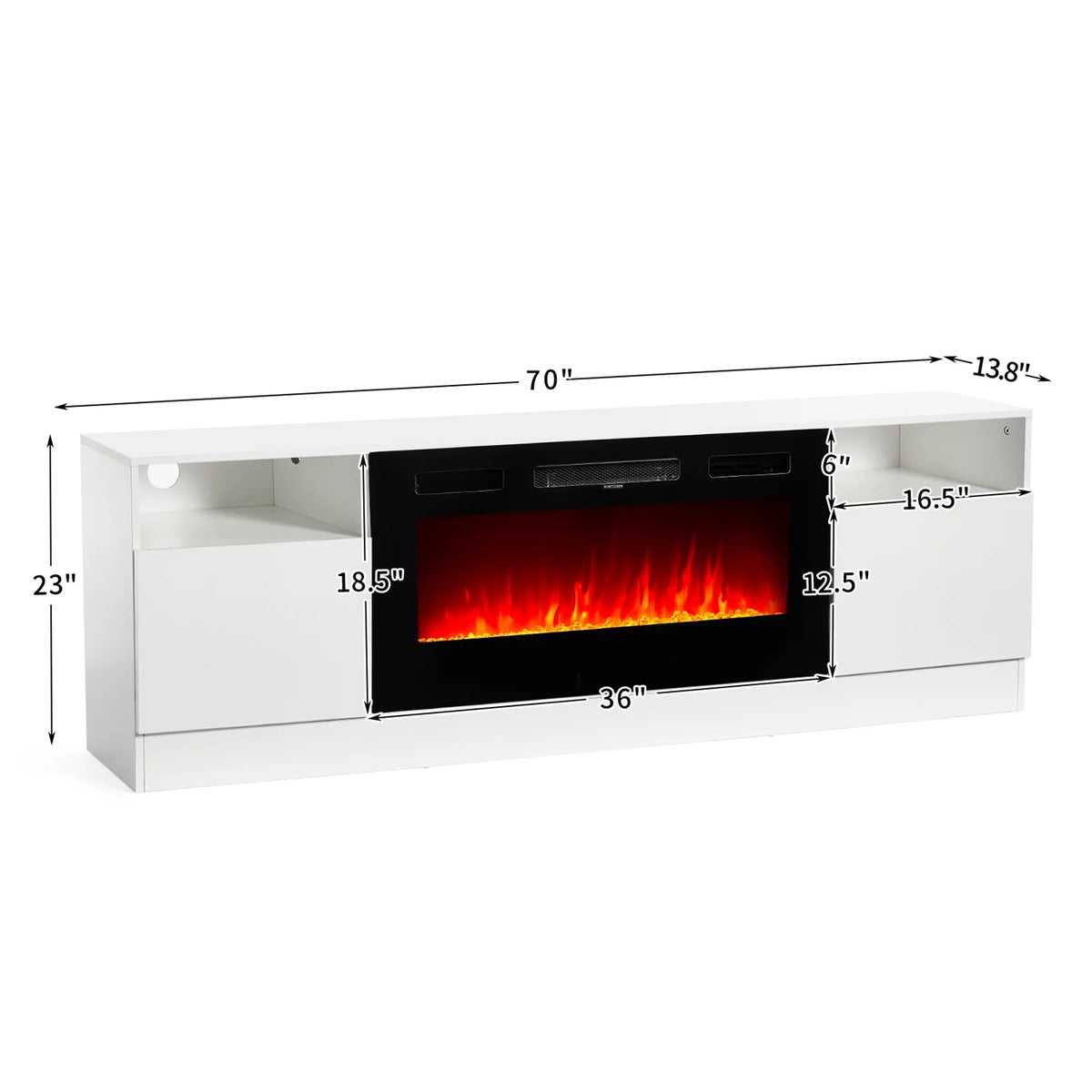 Black TV Stand with 36 Electric Fireplace D258