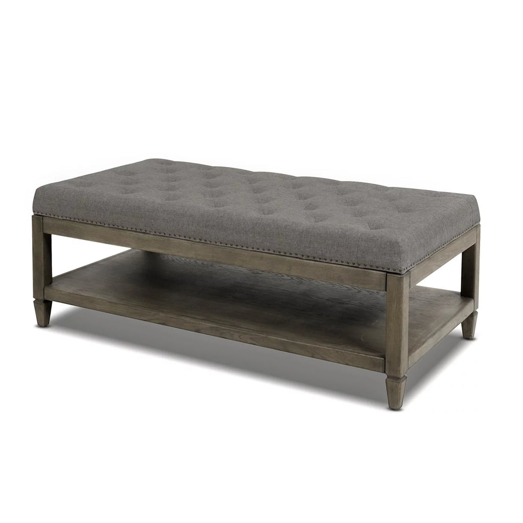 Heathered Grey Tufted Storage Ottoman U6207