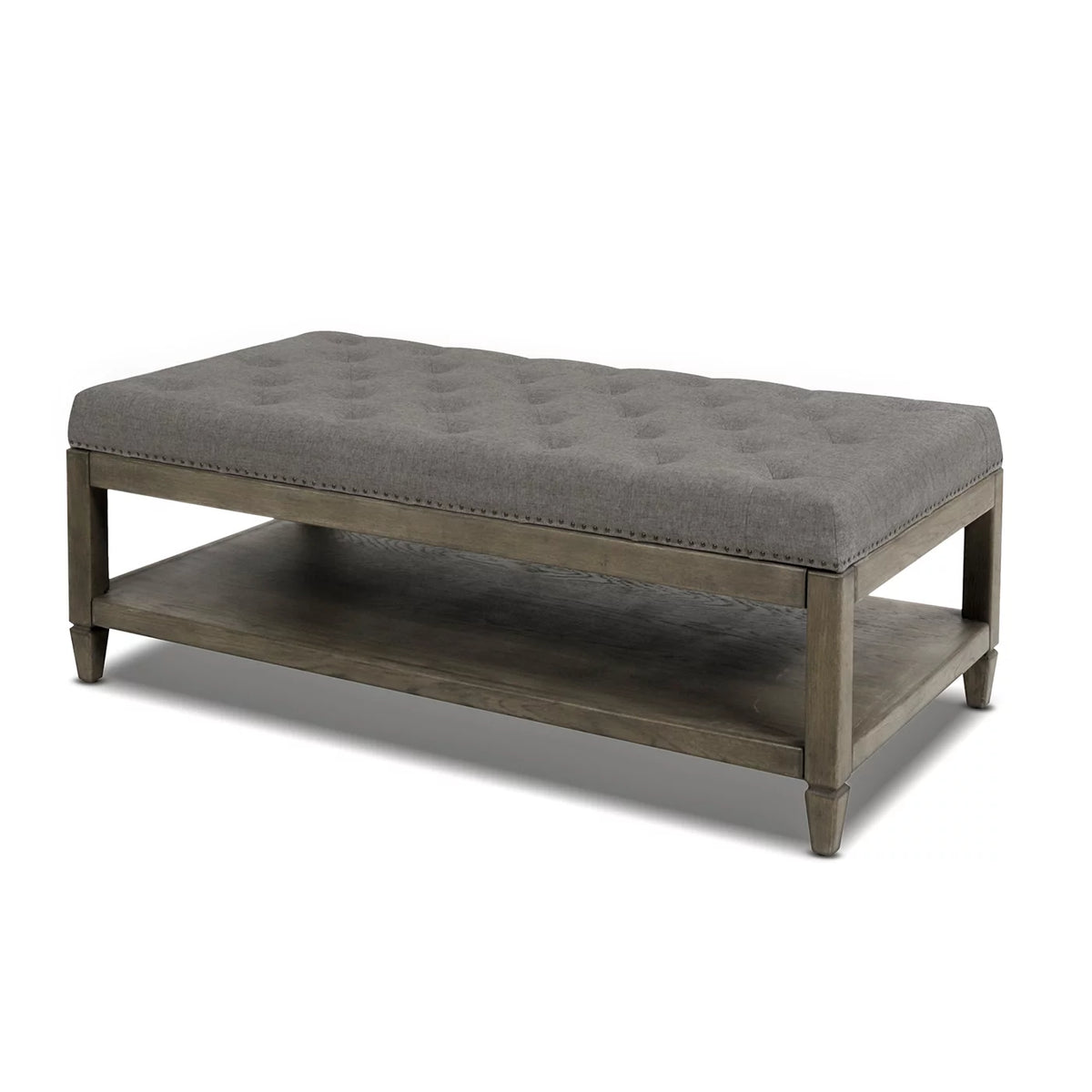 Heathered Grey Tufted Storage Ottoman U6207