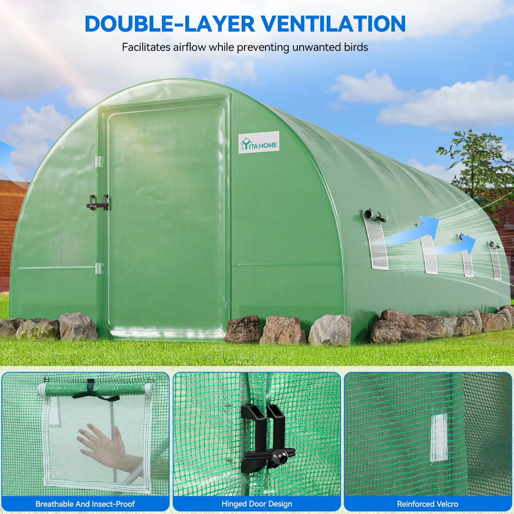 20x10x7ft Heavy Duty Walk-in Greenhouse Y934395