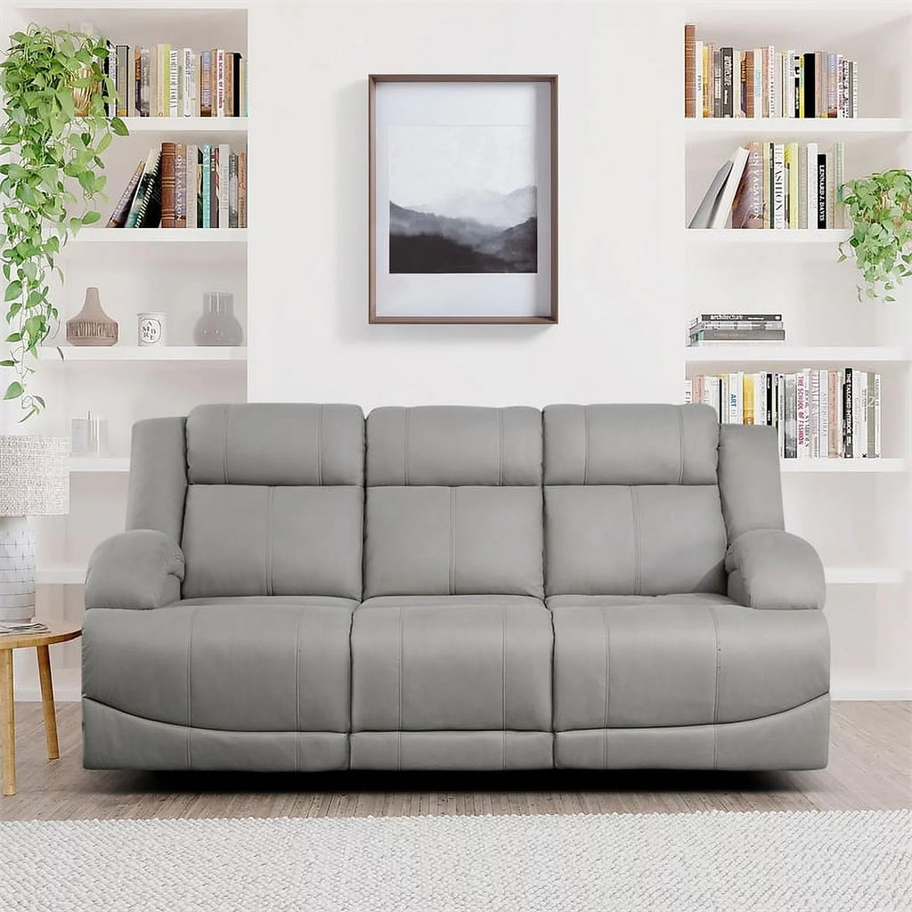 Gray Wood & Fabric Double Reclining Sofa J654