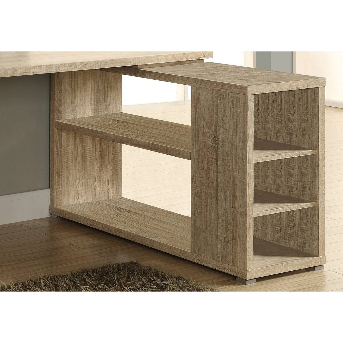 Natural Brown L-Shaped Computer Desk C458