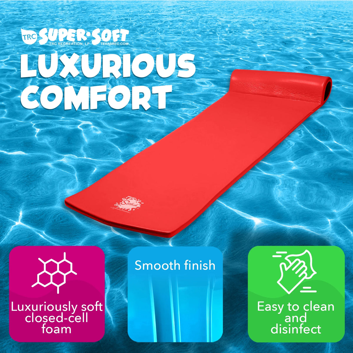 Red 1.25" Thick Foam Pool Float Lounge Mat N219
