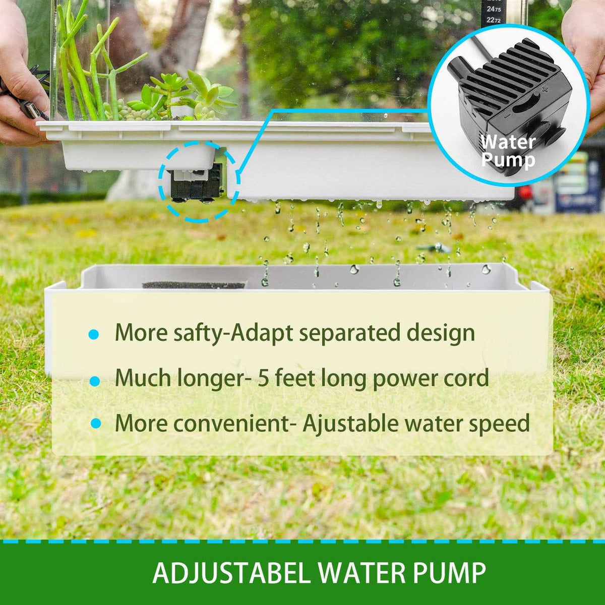 Turtle Tank with Adjustable Water Pump Filter L6168