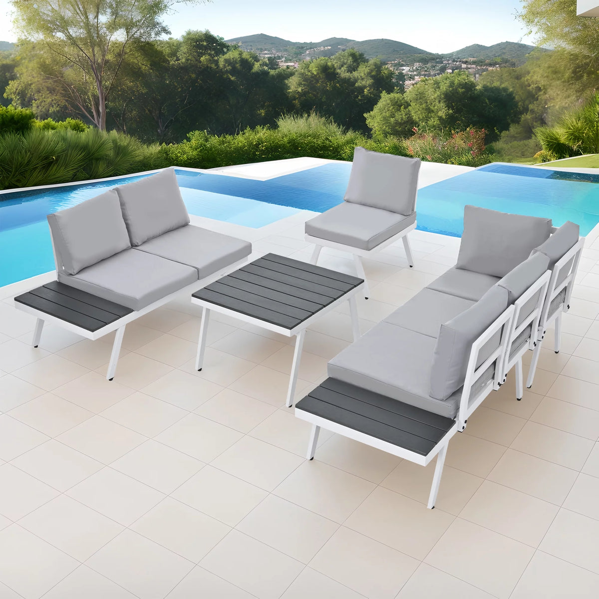 5 Piece Outdoor Patio Furniture Set Grey Q35046