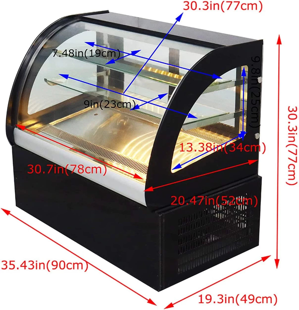 36" Commercial Refrigerated Cake Display Cabinet 220V R3747