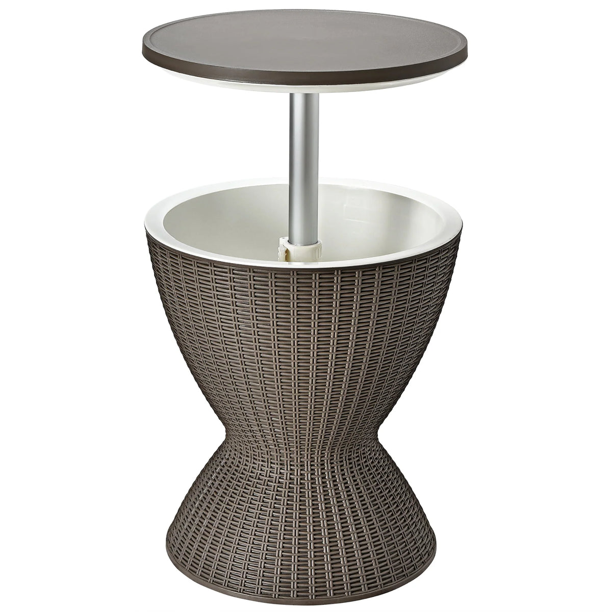 8 Gallon 3 in 1 Patio Rattan Cooler Bar Table Brown Z550762