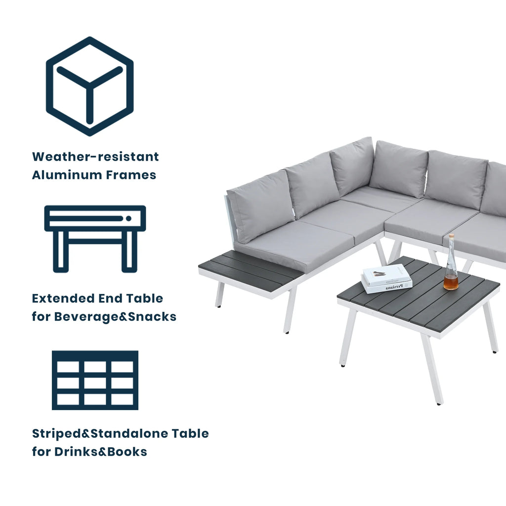 5 Piece Outdoor Patio Furniture Set Grey Q35046