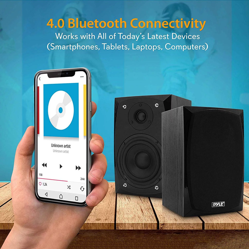 Black Bluetooth Bookshelf Stereo Speakers D19385