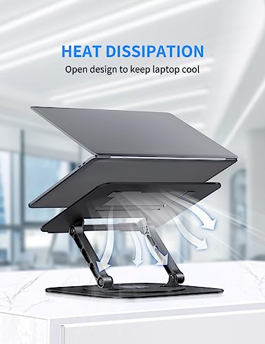 Black Adjustable Foldable Laptop Stand with 360 Rotating Base O8778