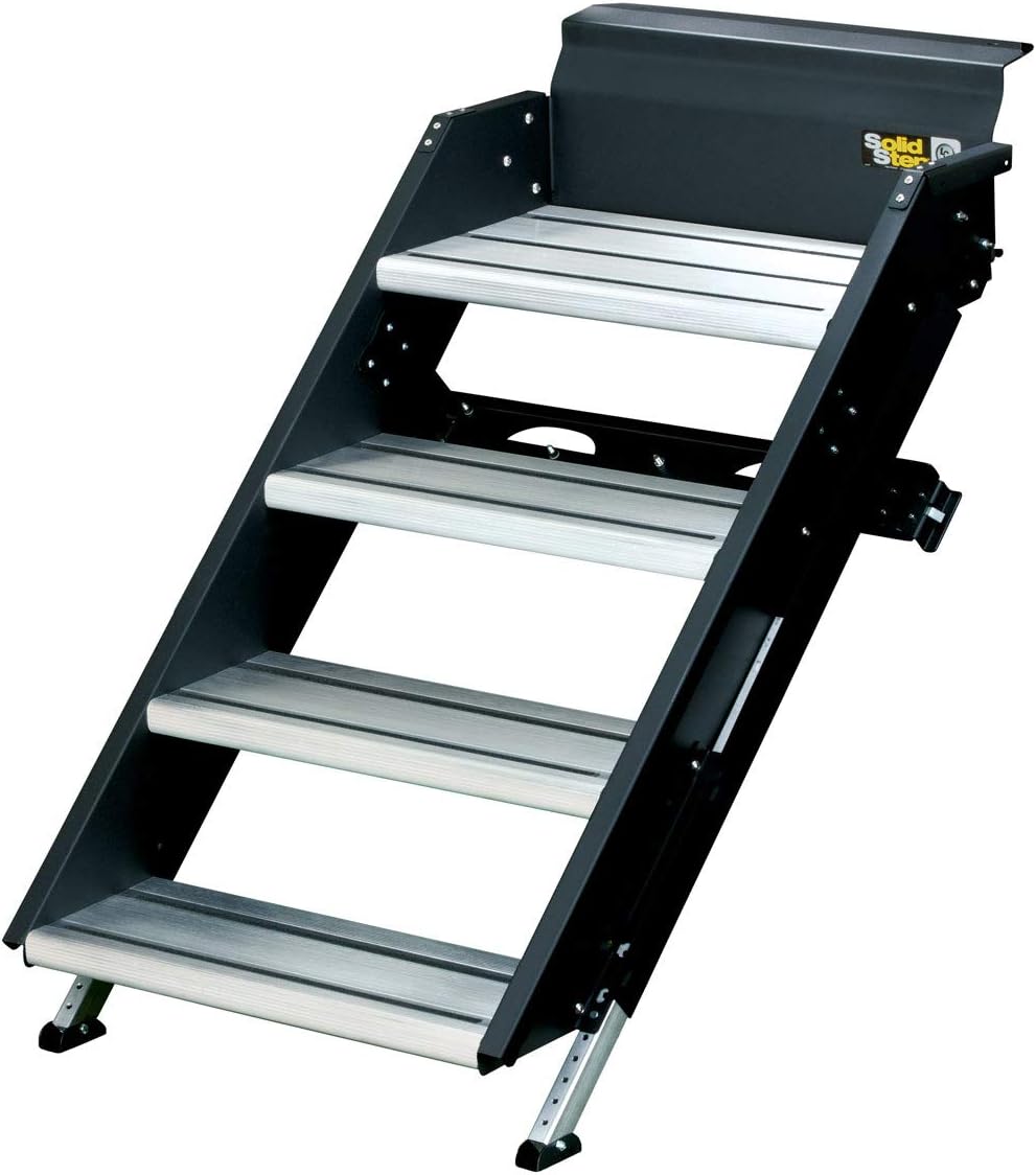 Solid Step Quad Step for RV Entry Doorway, 30 inch, Black W67672