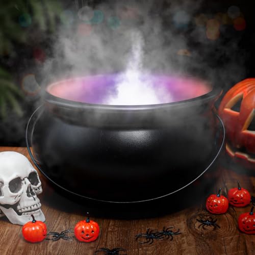 12" Large Black Witch Cauldron with Mist Maker Fogger M33311