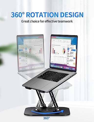 Black Adjustable Foldable Laptop Stand with 360 Rotating Base O8778