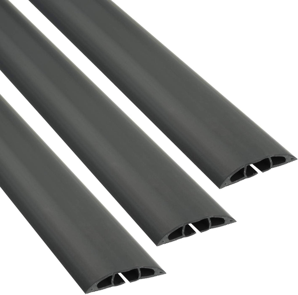 Black Floor Cord Cover Cable Protector, Pack of 3 Q5492