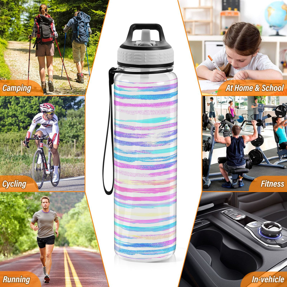 32oz Tritan Leakproof Sports Water Bottle with Straw Q367982