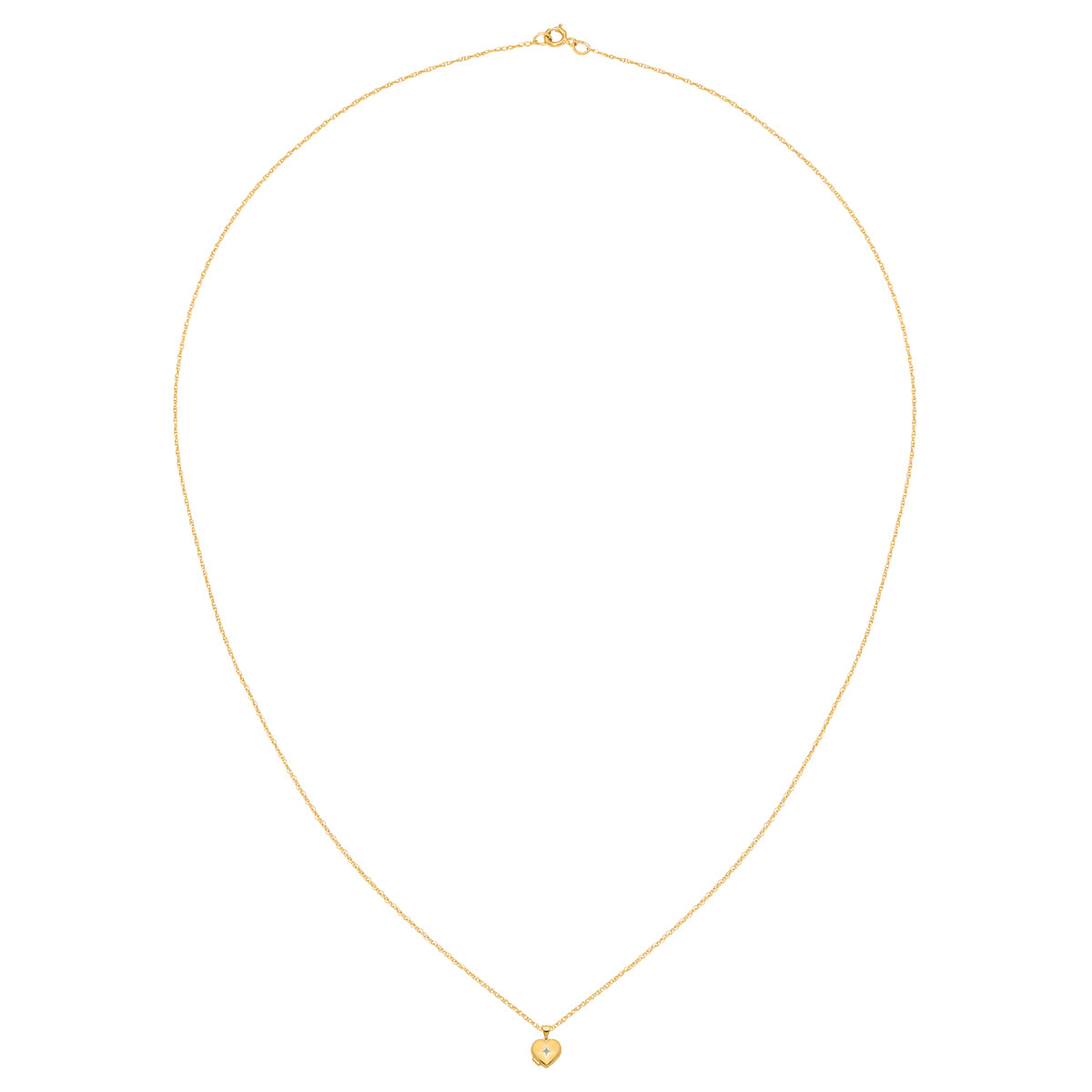 14 Karat Yellow Gold 12mm Heart Diamond Locket on 18-inch Cable Rope Chain T98866