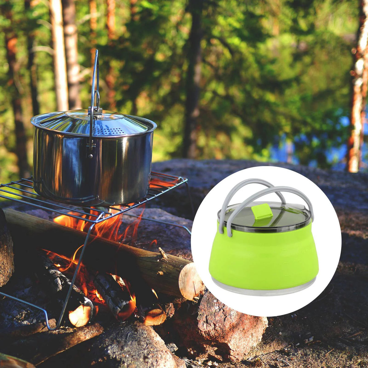 Foldable Collapsible Cooking Pot Camping Kettle A1738