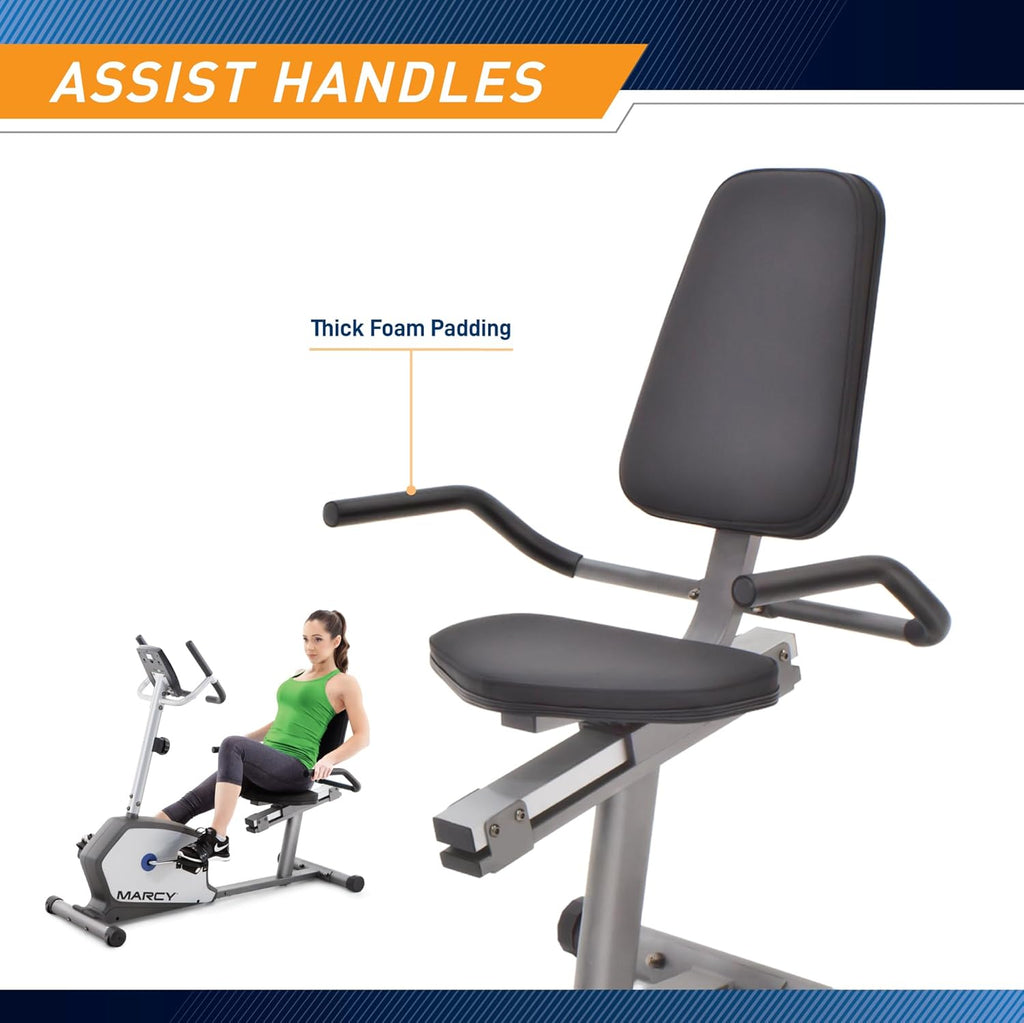 Recumbent Exercise Bike with Adjustable Seat and 8 Resistance Levels, 300 Pound Capacity Q3289