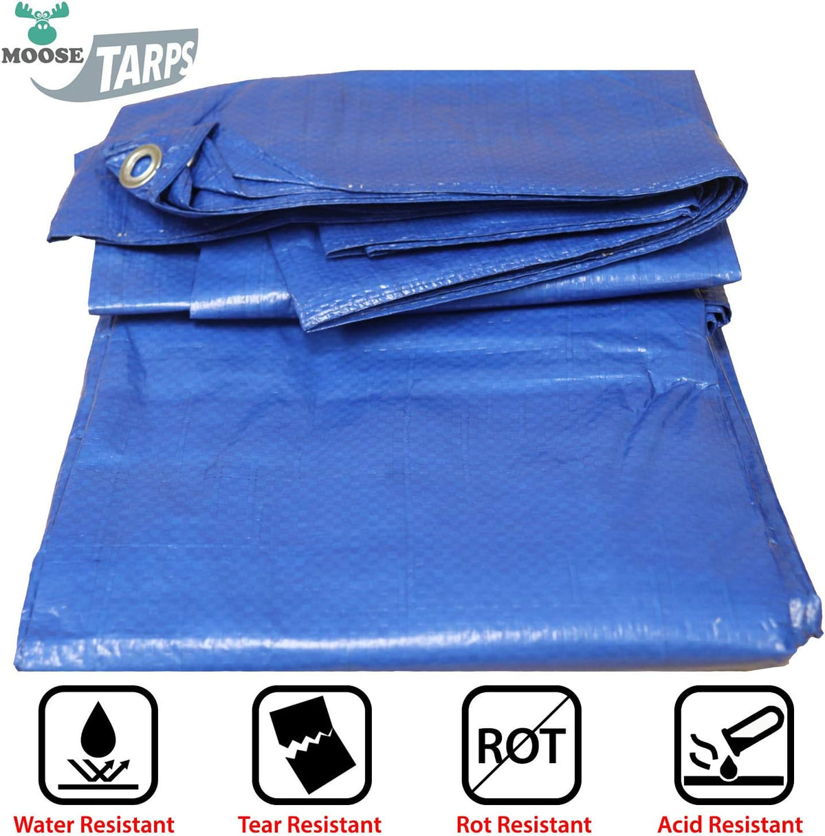 10' x 20' Water Resistant Reversible Blue/Silver Medium Duty Tarp R7424