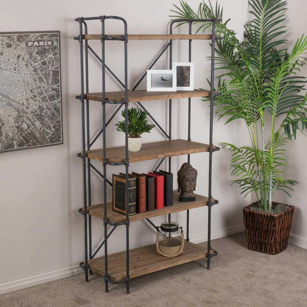 5-Shelf Solid Wood Bookcase N855181