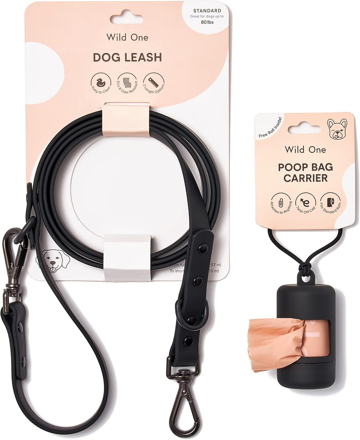Lilac Nylon Dog Leash and Poop Bag Carrier Set A8190