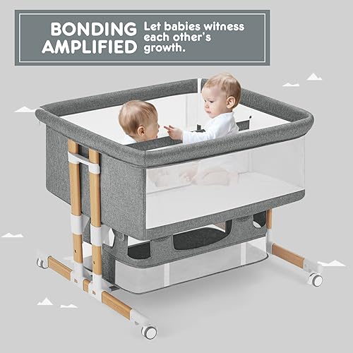 3 in 1 Baby Bassinet Bedside Sleeper with Storage, Grey H30946