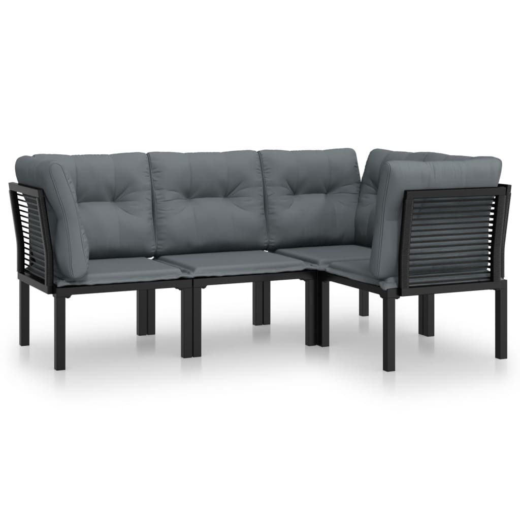 4 Piece Dark Gray Cushioned Poly Rattan Sectional Sofa Set Q466555