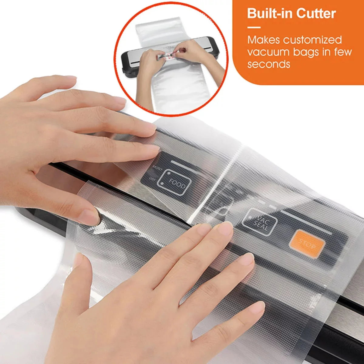 Food Vacuum Sealer Machine with 2 Rolls Vacuum Sealer Bags X96137
