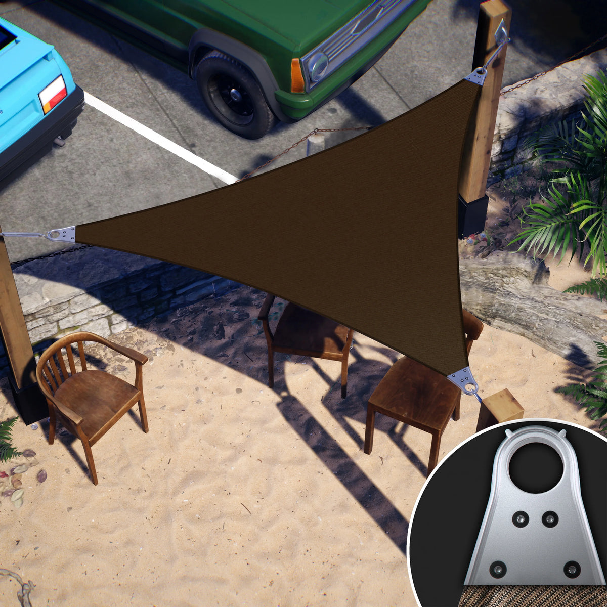 Brown Right Triangle Sun Shade Sail Canopy Awning C7904