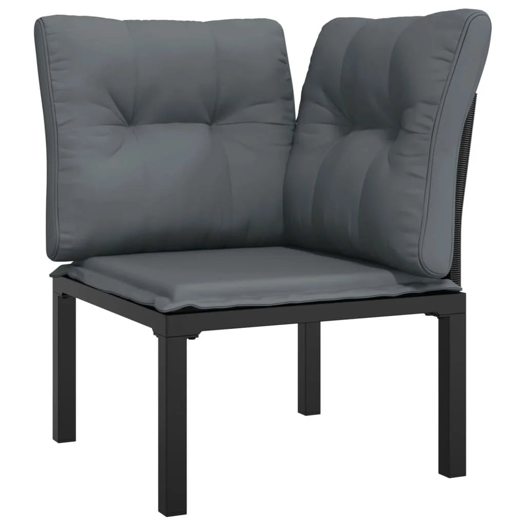 4 Piece Dark Gray Cushioned Poly Rattan Sectional Sofa Set Q466555