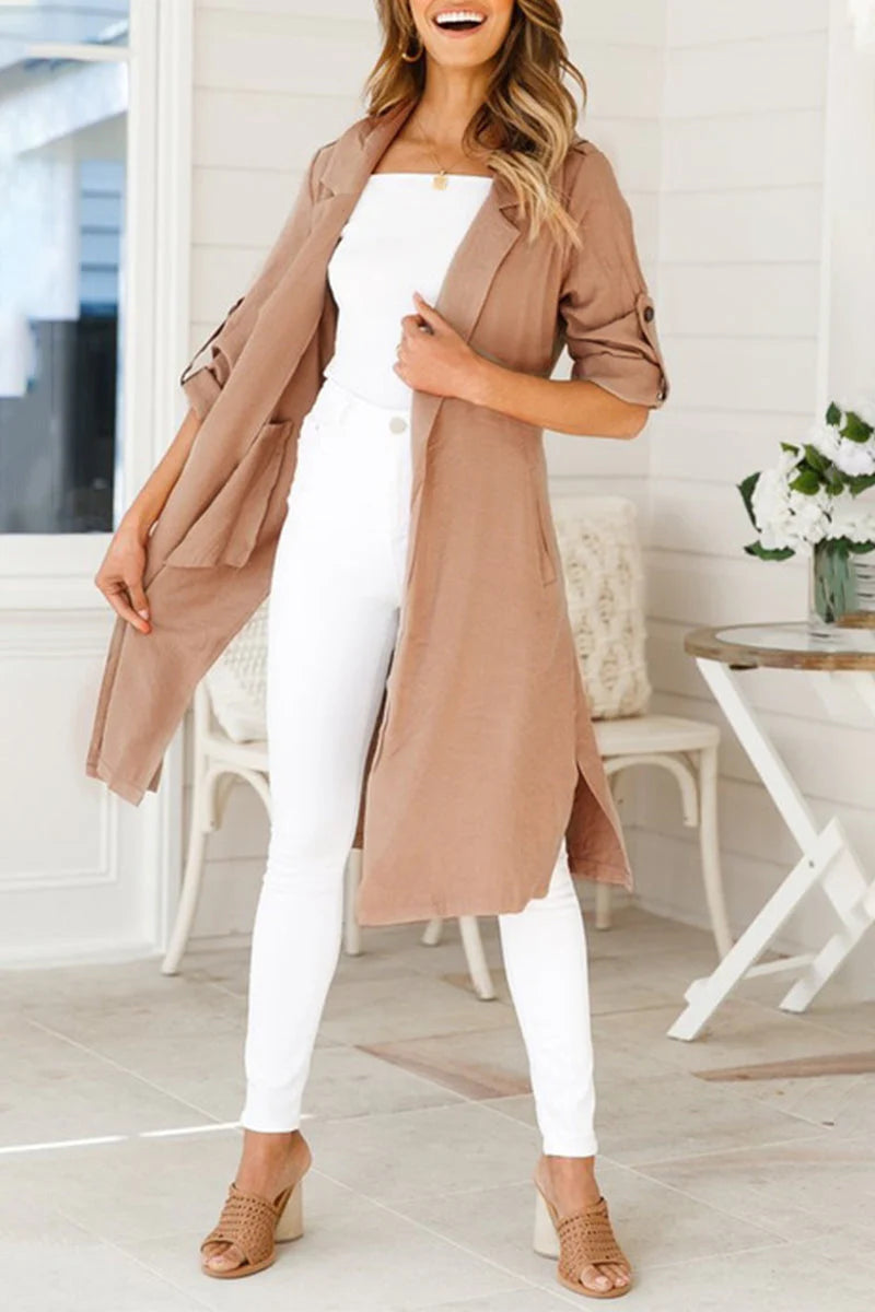 Solid Patchwork POLO Collar Outerwear Y26137